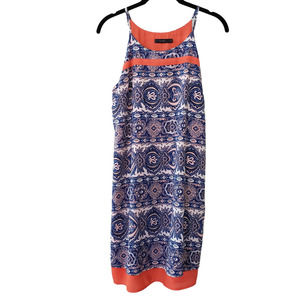 THML Luceea Sleeveless Spaghetti Strap Medallion Print Dress, Blue & Orange, S